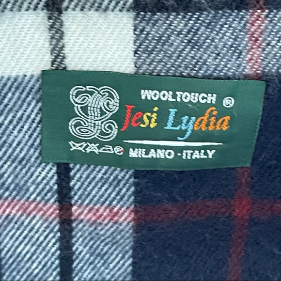 24x74” wooltouch jesi lydia scarf wool blue plaid - Picture 3 of 4
